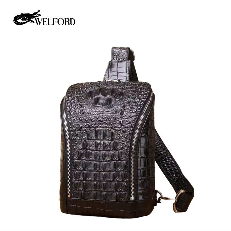 New men's trendy crocodile pattern chest bag