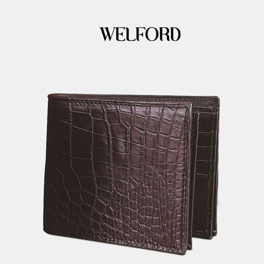 Men's multi-card slot crocodile leather wallet
