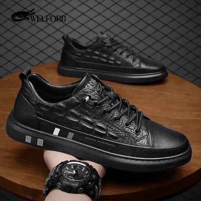 Crocodile pattern casual sports sneakers
