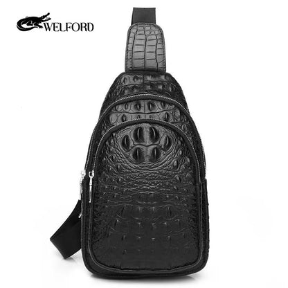 Men's new high-end crocodile leather chest bag
