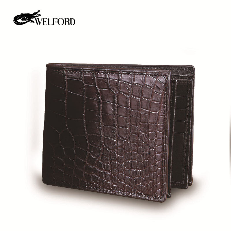 Men's multi-card slot crocodile leather wallet