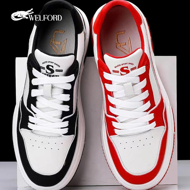 New style casual cowhide color matching shoes