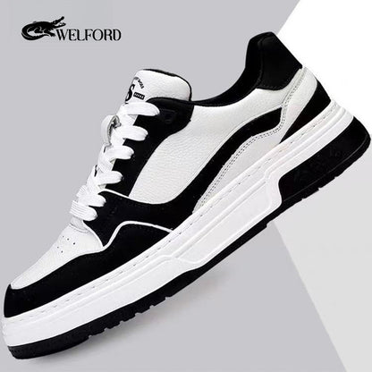 New style casual cowhide color matching shoes