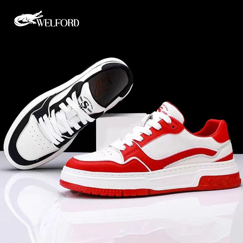 New style casual cowhide color matching shoes