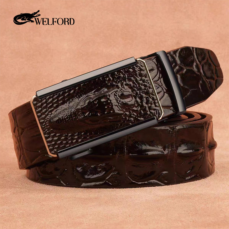 Belt men's crocodile pattern automatic buckle belt