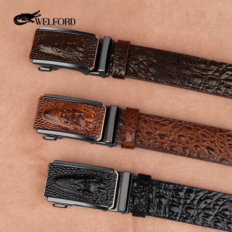 Belt men's crocodile pattern automatic buckle belt