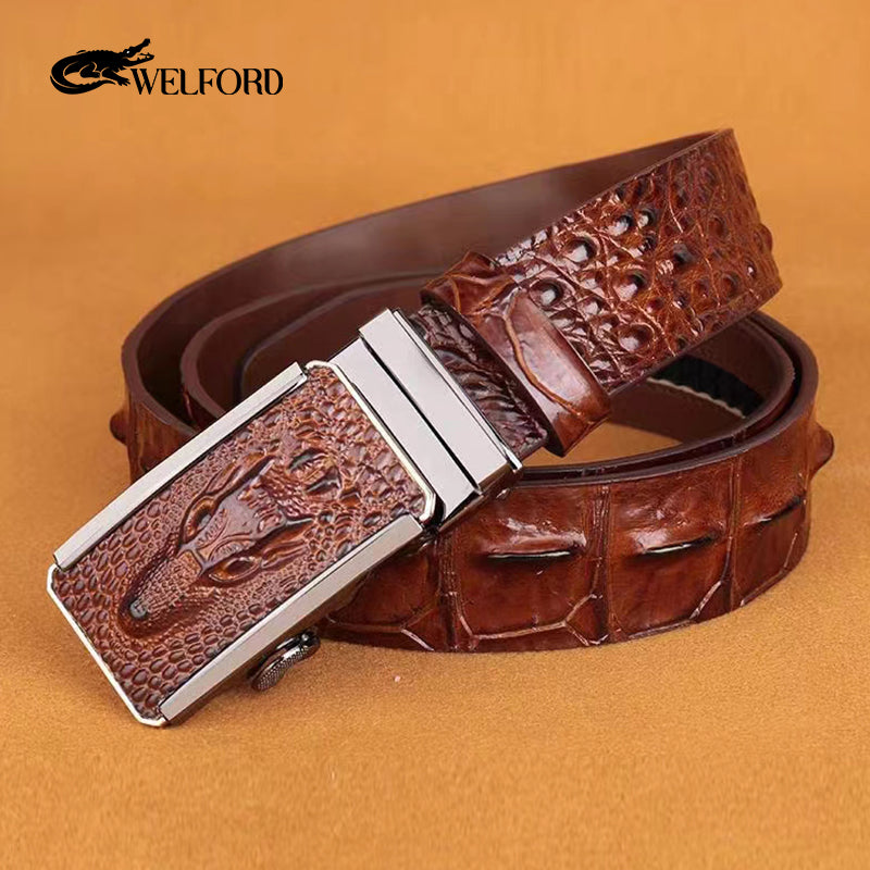 Belt men's crocodile pattern automatic buckle belt