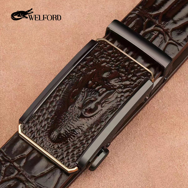 Belt men's crocodile pattern automatic buckle belt