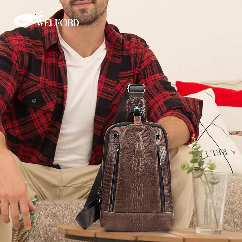 Men's vintage genuine leather shoulder crossbody bag
