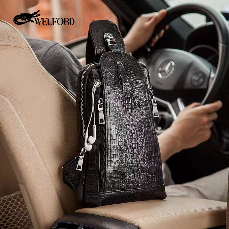 Men's vintage genuine leather shoulder crossbody bag