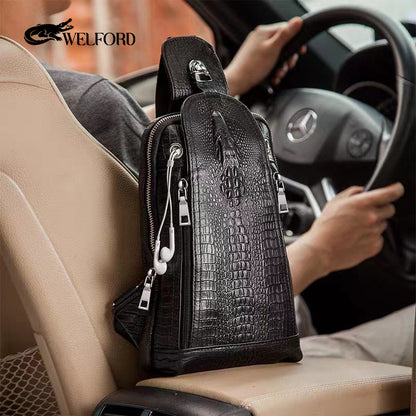 Men's vintage genuine leather shoulder crossbody bag