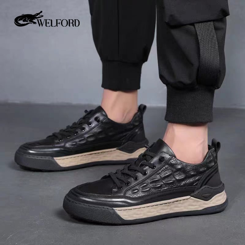 High-end crocodile pattern genuine leather casual shoes
