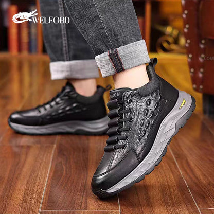 Men's crocodile pattern casual sneakers