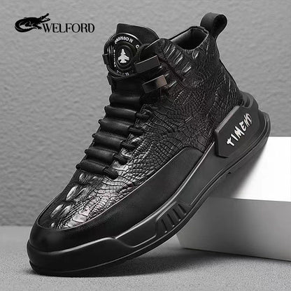Suede leather crocodile pattern shoes