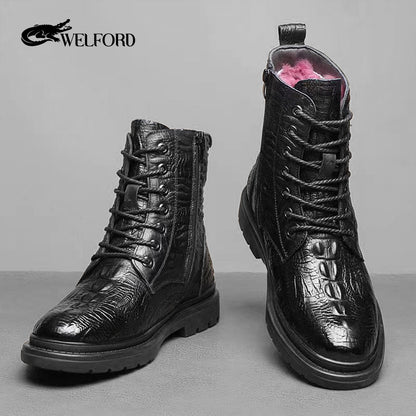 Wool Martin boots with first layer of cowhide leather