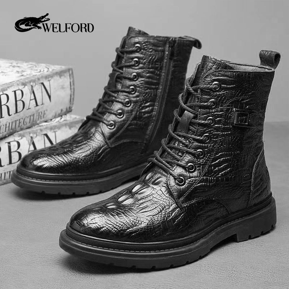 Wool Martin boots with first layer of cowhide leather