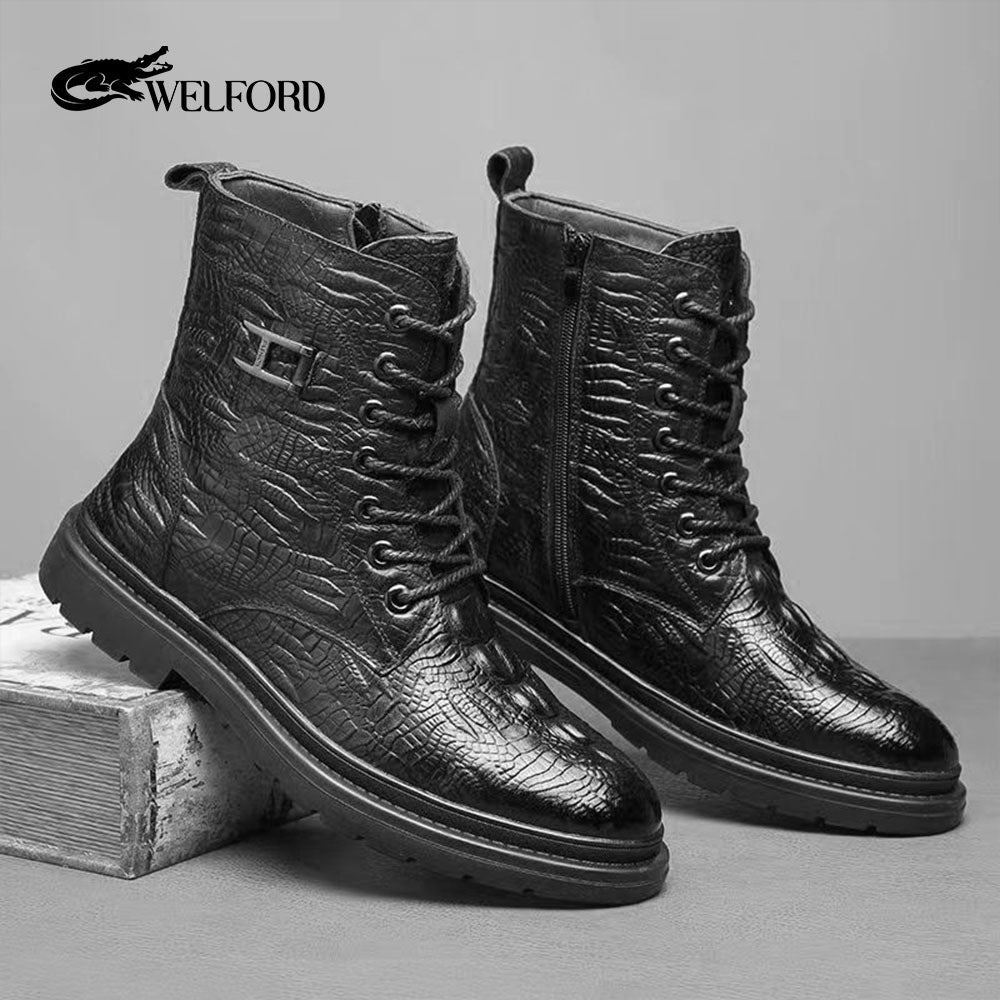 Wool Martin boots with first layer of cowhide leather