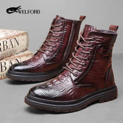Wool Martin boots with first layer of cowhide leather