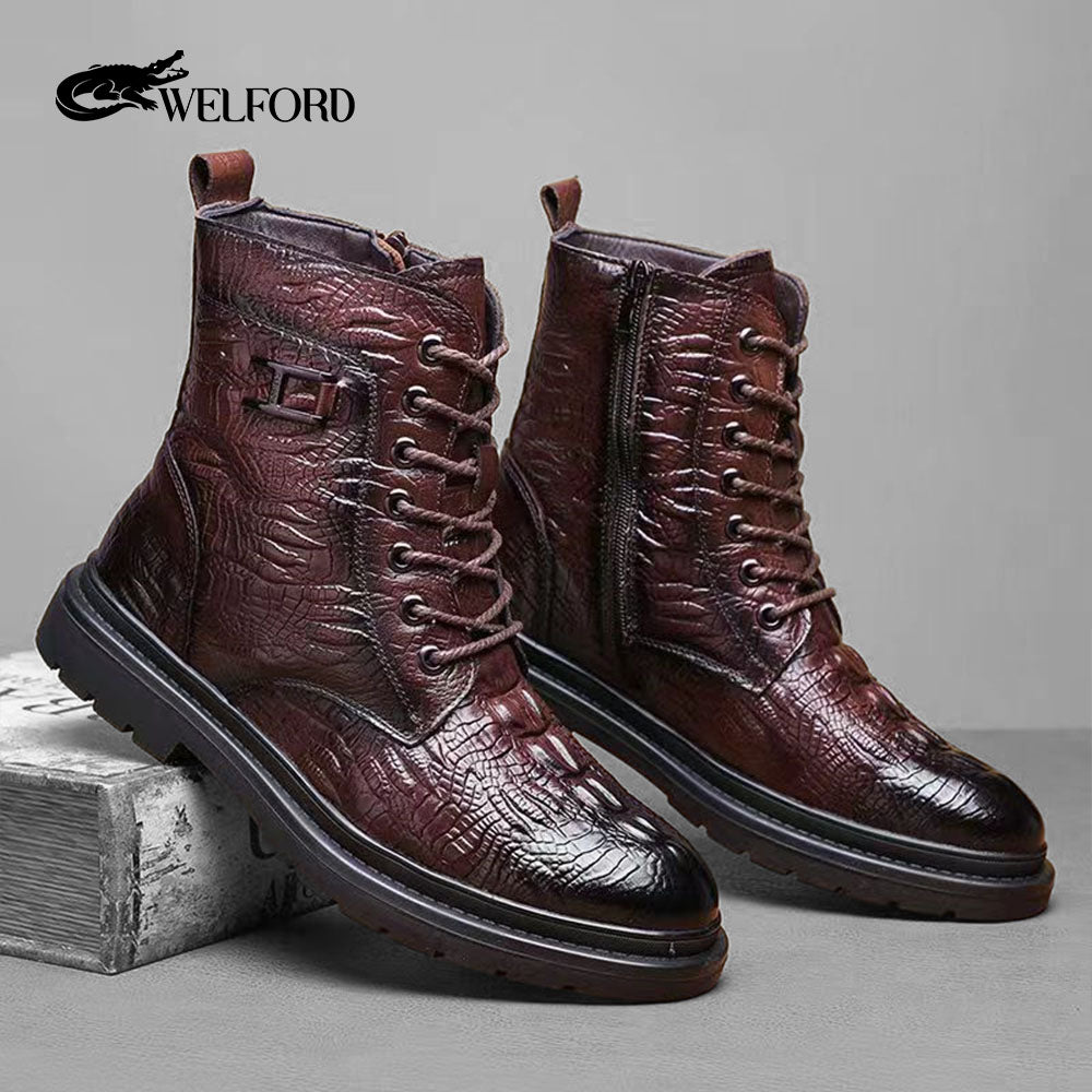 Wool Martin boots with first layer of cowhide leather