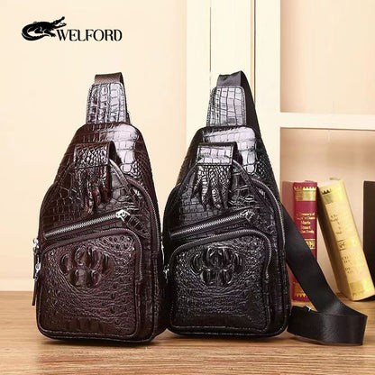 Men's new high-end crocodile leather chest bag