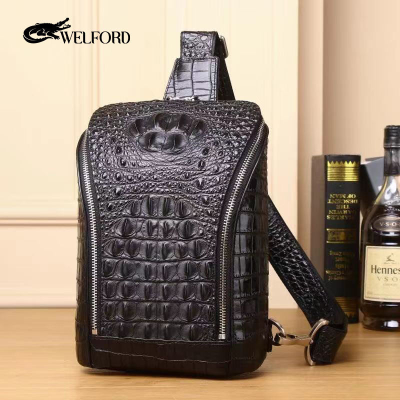 New men's trendy crocodile pattern chest bag