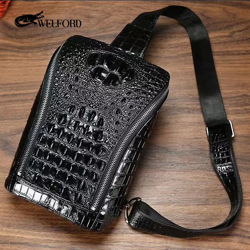 New men's trendy crocodile pattern chest bag