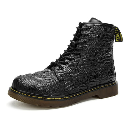 Men's crocodile pattern high top martin boots