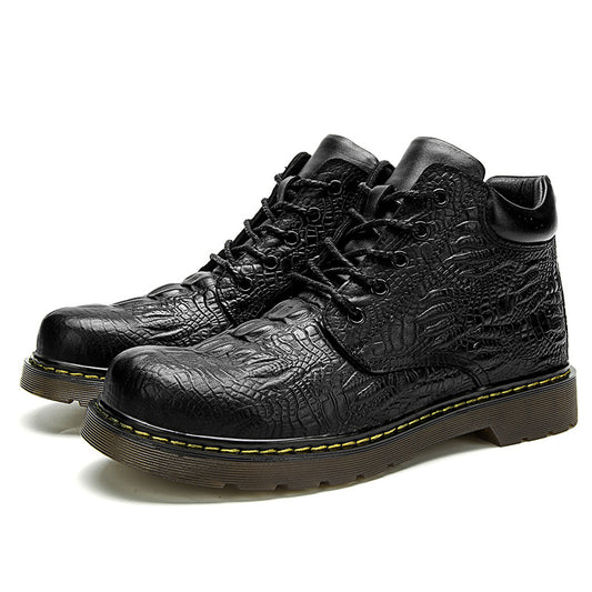 Men's crocodile pattern high top martin boots