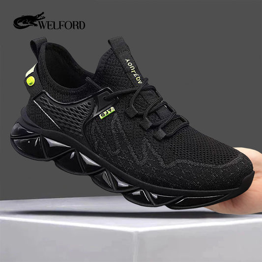 Breathable mesh soft sole fly knit casual mesh shoes