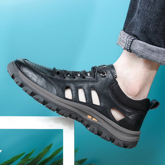Men'S Handmade Cowhide Porous Breathable Shoes