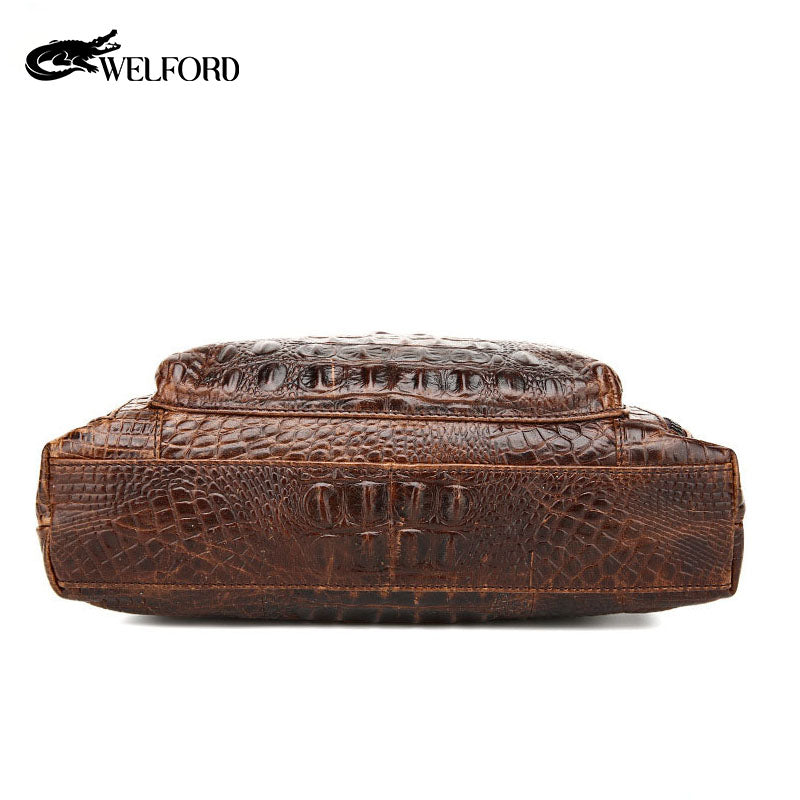 Men's Handheld Briefcase Crocodile Crossbody Bag