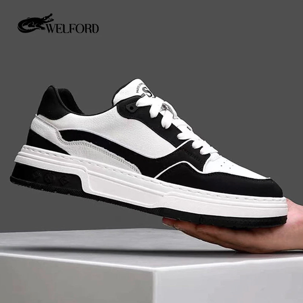 New style casual cowhide color matching shoes