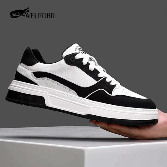 New style casual cowhide color matching shoes