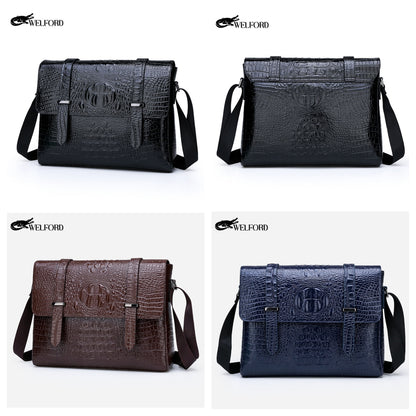 Horizontal Crocodile Pattern Men's Bag One Shoulder Briefcase