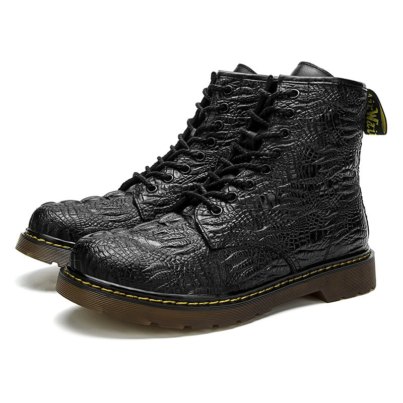 Men's crocodile pattern high top martin boots