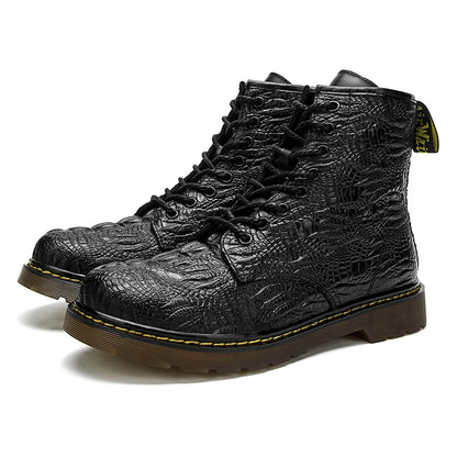 Men's crocodile pattern high top martin boots