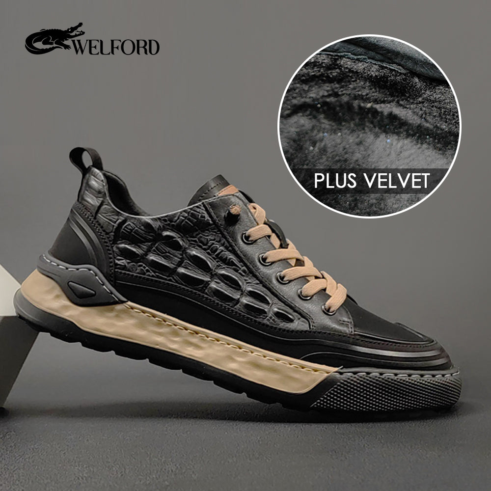 High-end crocodile pattern genuine leather casual shoes