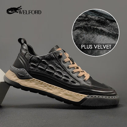 High-end crocodile pattern genuine leather casual shoes