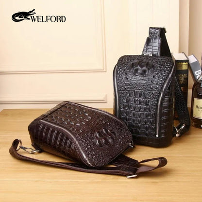 New men's trendy crocodile pattern chest bag