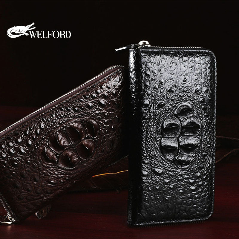 Men's crocodile patterned handbag wallet