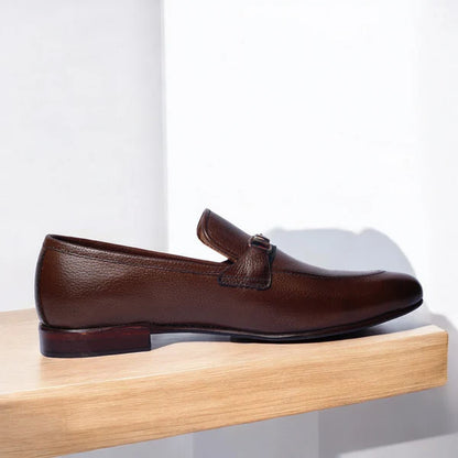 Premium Brown leather loafers with Gucci strap