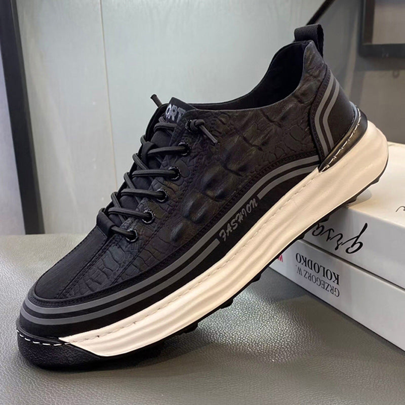 Men's Crocodile Pattern Soft Thick Sole Sports Casual Sneakers