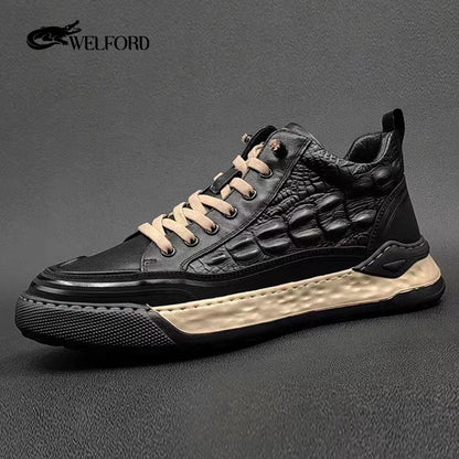 High-end crocodile pattern genuine leather casual shoes