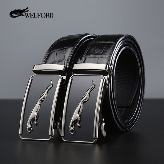 Men's business crocodile leather belt