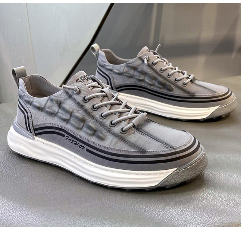 Men's Crocodile Pattern Soft Thick Sole Sports Casual Sneakers