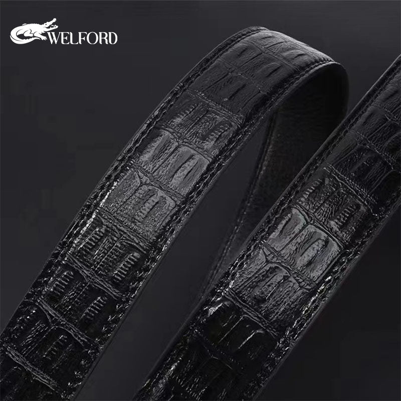 Men's belt crocodile pattern new imitation leather alloy automatic buckle belt