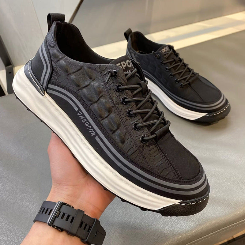 Men's Crocodile Pattern Soft Thick Sole Sports Casual Sneakers
