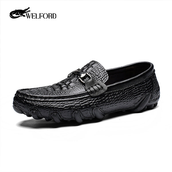 New octopus leather crocodile pattern loafers