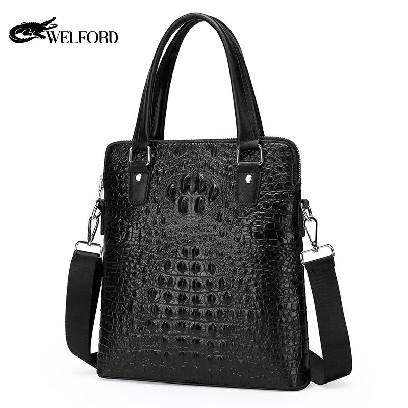 Crocodile pattern genuine leather men's handbag Business briefcase