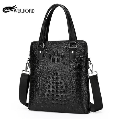 Crocodile pattern genuine leather men's handbag Business briefcase